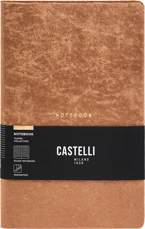 Castelli Notizbuch – A5 – Liniert – 192 Seiten – 80 g/m² – Gebunden, Gummiband, Stiftschlaufe, Beige