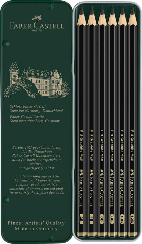 Faber-Castell PITT GRAPHITE Matt Graphit-Set, verschiedene Härten, Box – 5-teilig