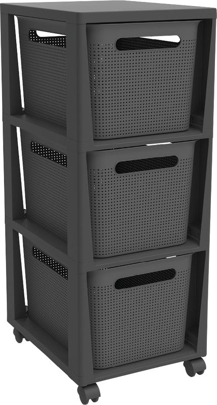 Rotho Schubladenturm Brisen – Kunststoff, Anthrazit, 30 × 77 × 37 cm