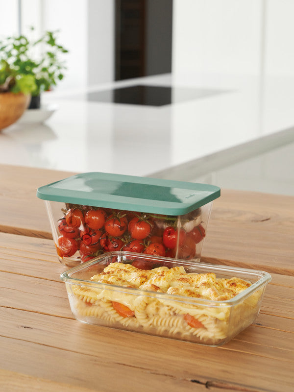 Rotho Glasbehälter – 1,1 l, Borosilikatglas, transparent, spülmaschinenfest, mikrowellengeeignet