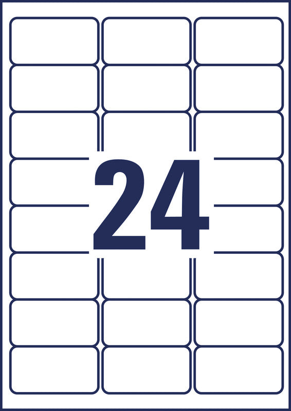 Avery Druckeretiketten, 64 mm × 34 mm, weiss, Papier, permanent, 25 Blatt (600 Etiketten)