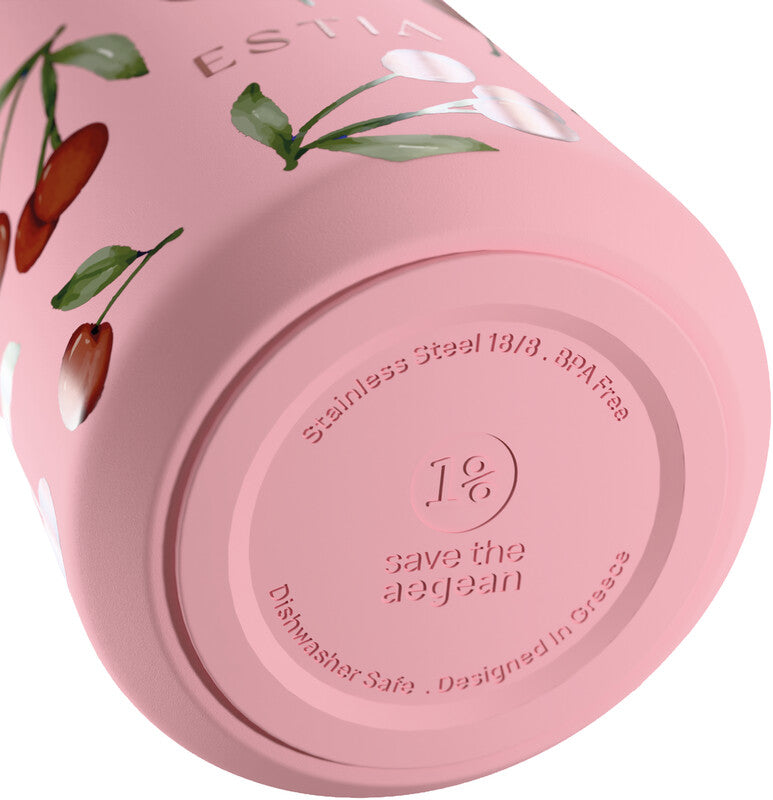 Estia Flow Trinkflasche 500 ml – Edelstahl, Schraubdeckel, Cherry Rose
