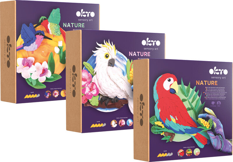Okto Sensory Art – Modelliermasse-Set Air Clay 3D Nature – ab 14 Jahren – Ø 160 mm
