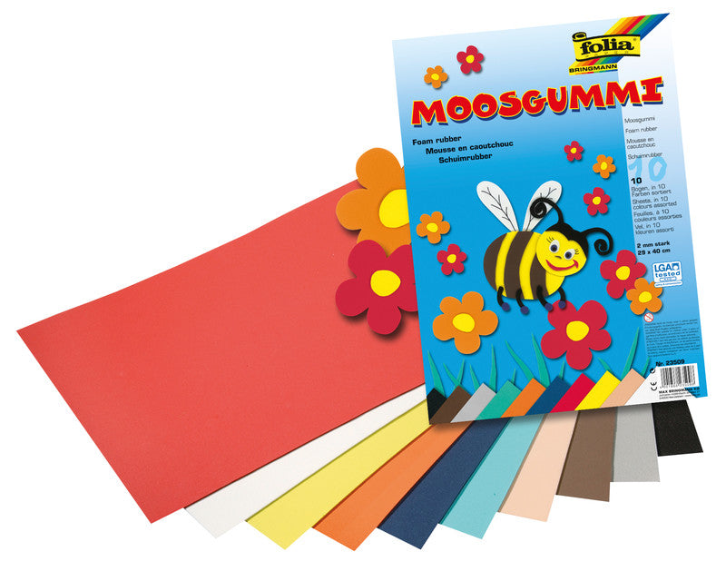 Folia Moosgummiplatte – Weiss – 290 × 400 mm, 5 Bogen, 2 mm