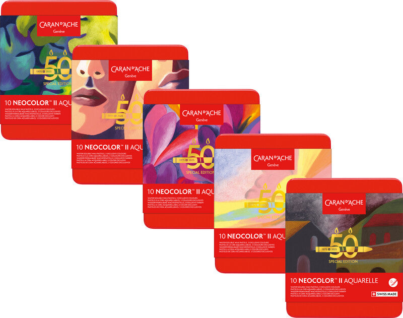 Caran d-Ache Caran d'Ache – Neocolor II – Wachsmalkreiden – Set – 10 Farben, sortiert, für dunkles Papier
