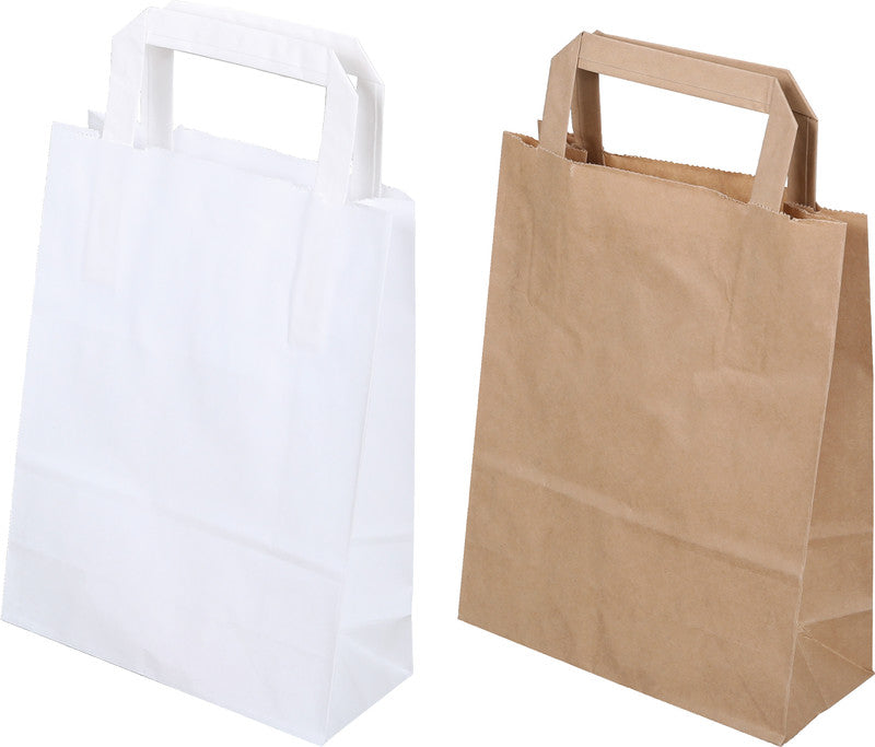 Elco Papiertragetasche mit Flachhenkel – 27 × 29 × 17 cm – Kraftpapier, 80 g/m² – Weiss – 50 Stk.