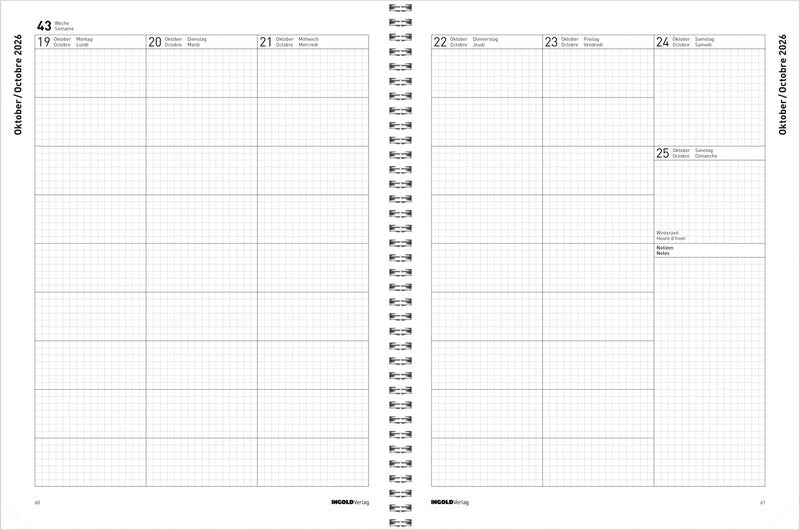 Ingold verlag Tagebuch für Lehrpersonen – Spiralbindung, 23 × 30,5 cm, 2026, Orange, FSC