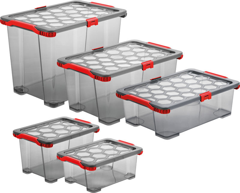 Rotho Aufbewahrungsbox Evo Total Protection – Kunststoff, Anthrazit, 59 × 18,5 × 39,5 cm