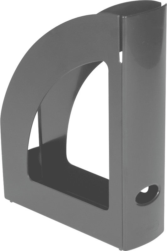 Q-Connect C4 Stehsammler – 80 mm, mit Griffloch, Grau, Kunststoff