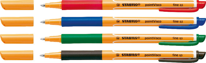 STABILO pointVisco Gelschreiber – rot, 0,5 mm, schnelltrocknend, Kappe