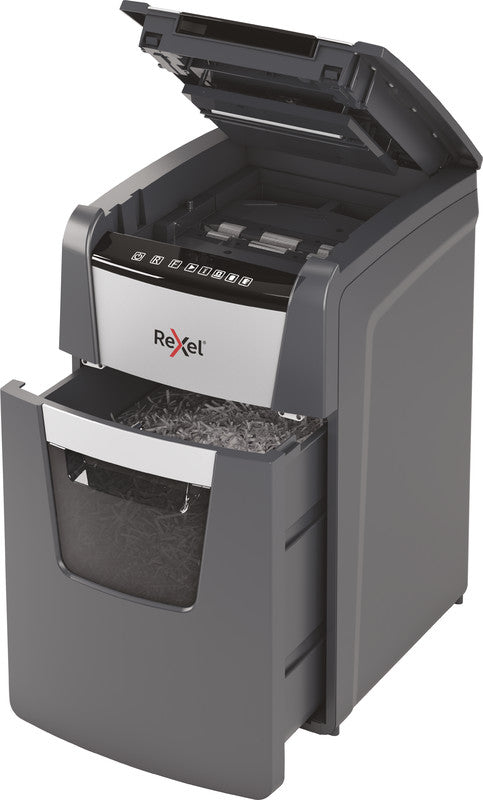 Rexel Optimum AutoFeed+ 150X – Aktenvernichter mit Autofeed 150 Blatt, DIN P-4, Partikelschnitt 4 × 28 mm, 44