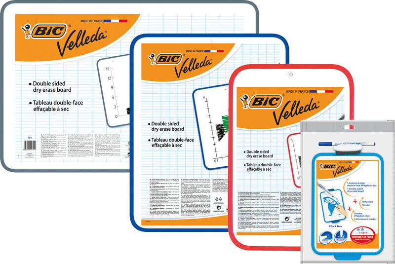 BIC Whiteboard – 44 × 55 cm, Kunststoff, Kunststoffrahmen, blau, beidseitig