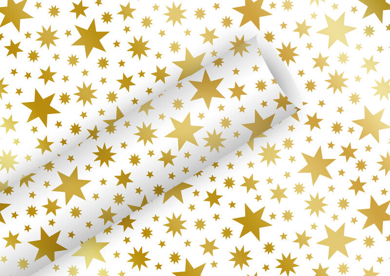 Braun + Company Geschenkpapier – Beautiful Stars – seidenmetallisiert, gold – 700 × 1500 mm