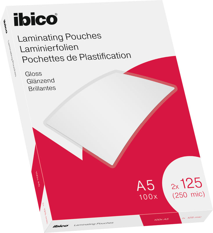 Ibico Laminierfolien A5, glänzend – 125 µm, 154 × 216 mm, 100 Stk.