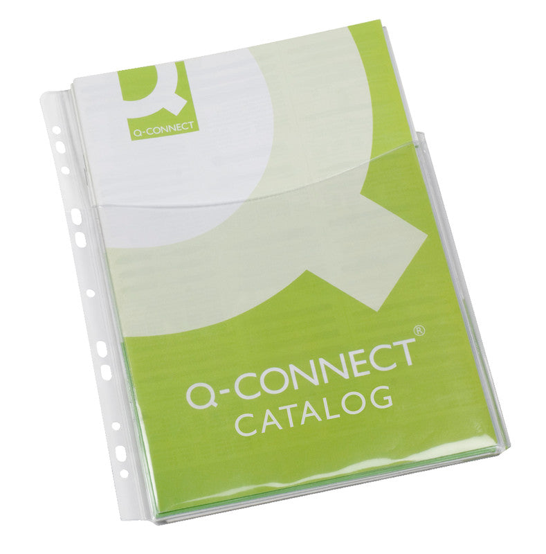 Q-connect Sichtmappe A4, transparent, Kunststoff, glänzend, 180 µm, 50er-Pack