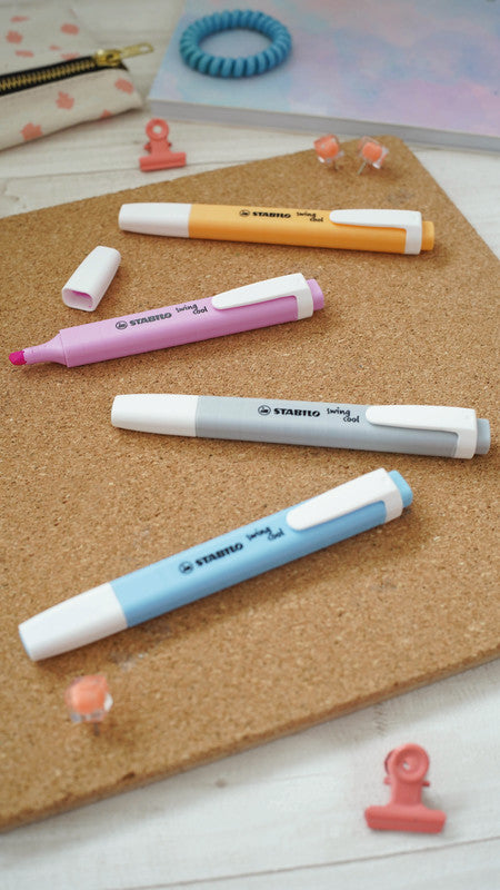 STABILO swing cool Pastel Edition Textmarker Set 4 Farben Pastell – Keilspitze, 1–4 mm