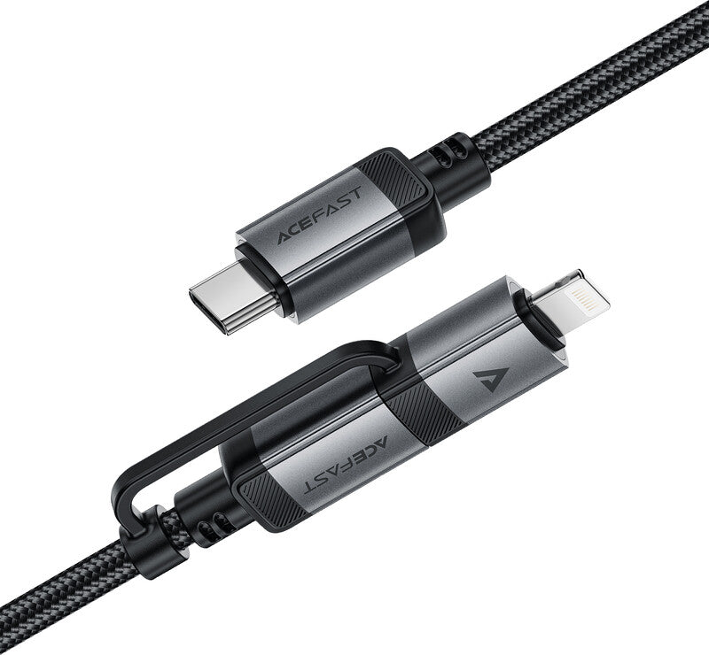 Acefast USB-C auf USB-C/Lightning Kabel – USB 2.0 (480 Mbit/s) – 1,2 m – PD 60 W – Schwarz