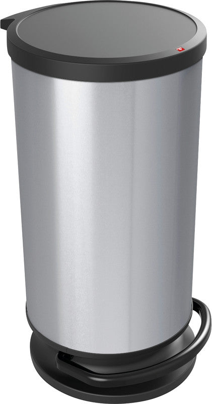 Rotho Abfallcontainer – 30 l – mit Deckel – Kunststoff, Silber – B × H × T 302 × 592 × 357 mm