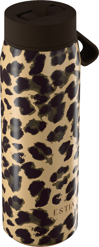 Estia Pulse Isolierflasche 500 ml – Doppelwandig 12 h Heiss/24 h Kalt, Edelstahl, mit Strohhalm