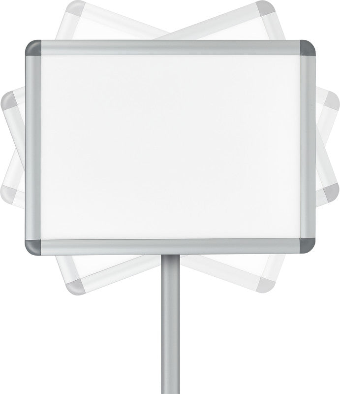 Nobo Infoständer Premium Plus – für A3 hoch/quer, silber/hellgrün, Metall, 300×300×900 mm