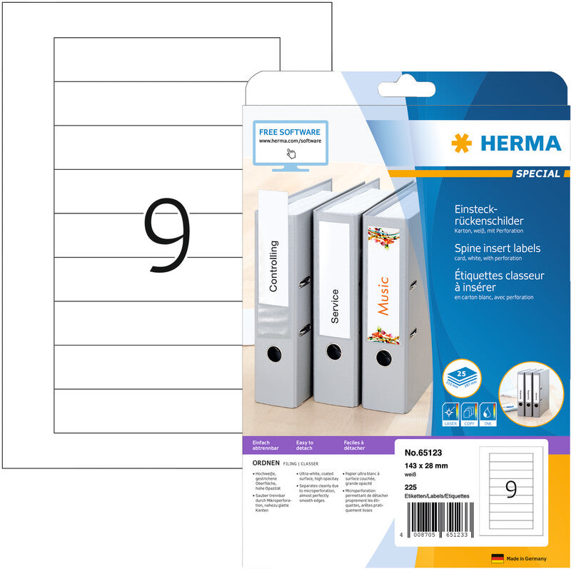 HERMA Schuletiketten – 50×146 mm, 125 Stk, 25 Bogen, Papier, nicht klebend