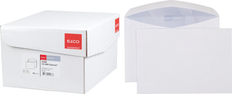 Elco Couvert C5, ohne Fenster, gummiert, hochweiss, 100 g/m², mit Innendruck – 500 Stk.