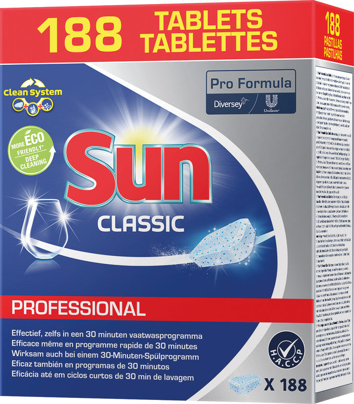 Sun Pro Formula Classic Spülmaschinentabs Professional – für Geschirrspüler – 188 Tabs