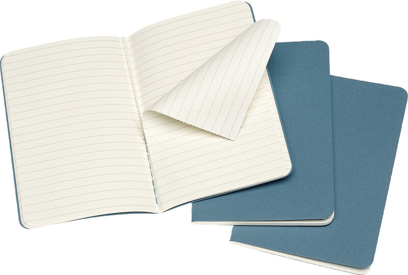 Moleskine Notizheft – 130 × 210 mm – 16 heraustrennbare Seiten, abgerundete Ecken, blau, FSC, 3 Stück