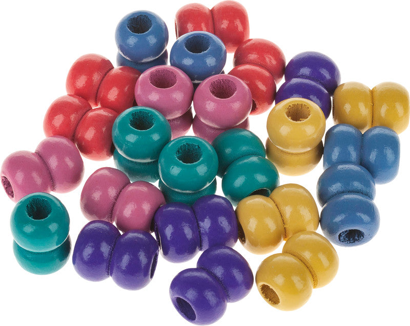 Rico Design Holzperlen Makramee – 17×22 mm, Loch-Ø 8 mm, Mehrfarbig, 24 Stk.