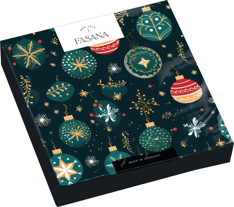 Fasana Servietten Green Baubles – 33 × 33 cm – 3-lagig, Tissue – 20 Stk., FSC
