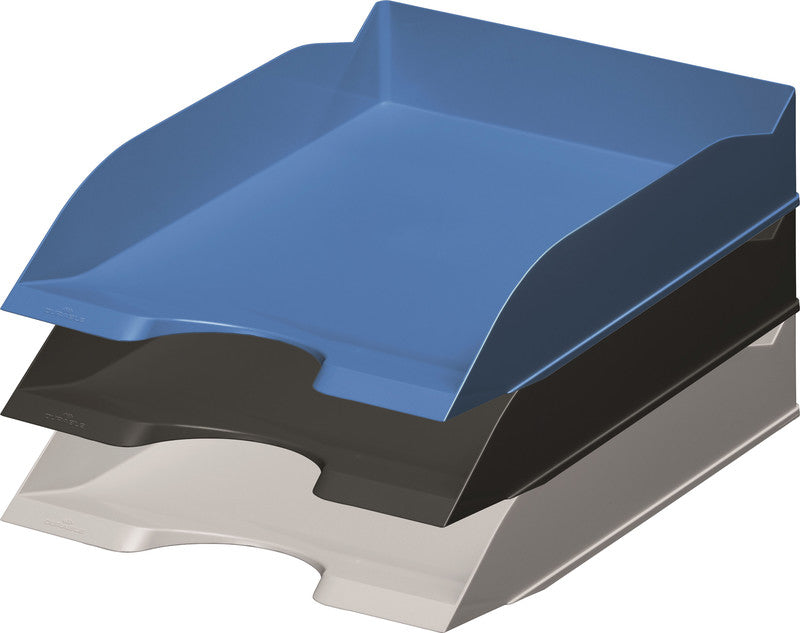 Durable Briefkorb – für A4, C4, stapelbar, mit Griffausschnitt, matt, schwarz, B 253 × H 63 × T 337 mm