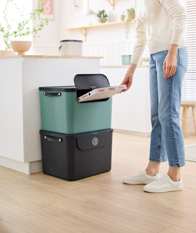 Rotho Recyclingbox Albula – 55 l – Recycling-Kunststoff, rechteckig – Anthrazit