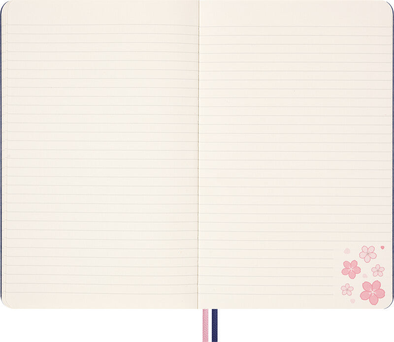 Moleskine Notizbuch Limited Edition Sakura, 130 × 210 mm, liniert, Leimbindung, 176 Seiten, 100 g/m² – blau