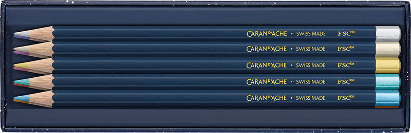 Caran d-Ache Caran d'Ache Farbstifte-Set – 10 Farben, Mine Ø 3,0 mm, Kartonetui, Limited Edition Cosmic Blue