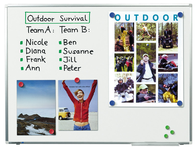 Legamaster Whiteboard – 60 × 45 cm, Emaille, magnetisch, Aluminiumrahmen, inkl. Stifteablage, Montagesatz