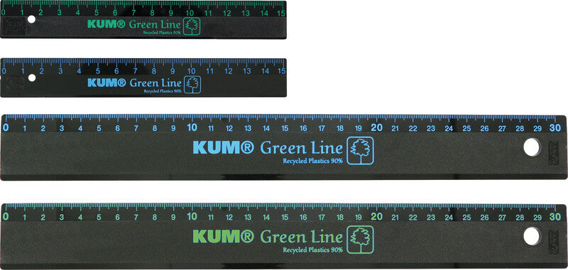 Kum Wandtafel-Lineal 30 cm – Kunststoff, Schwarz, Tuschekante, Abgerundete Ecken