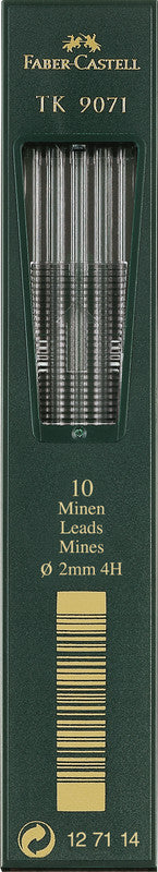 Faber-Castell Bleistiftminen TK 9071 für TK-Stifte 4600, 9400, 9500 – grau, 2 mm, 4H, 10 Stk.
