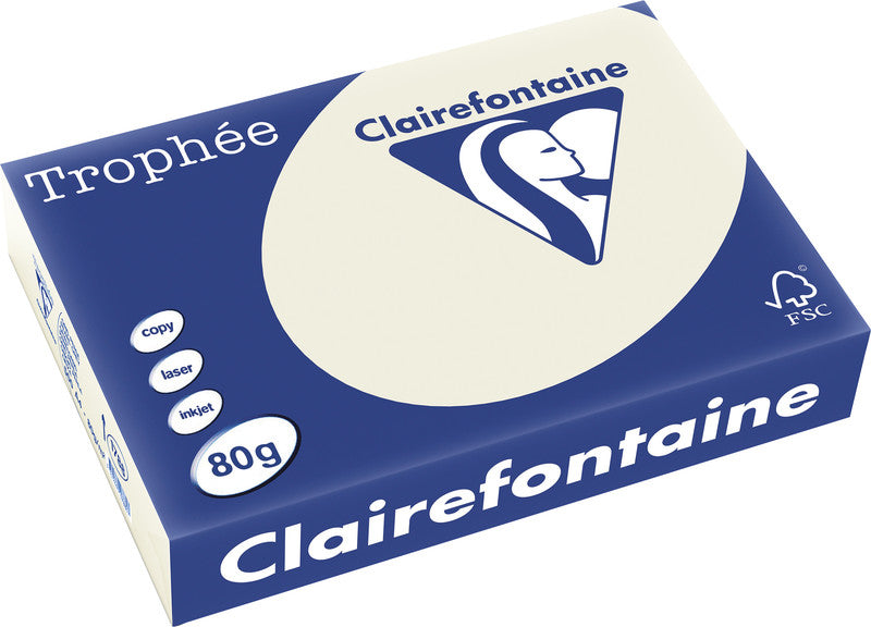 Clairefontaine Kopierpapier – A4, 80 g/m², Grau – für Inkjet, Laser, Kopierer – FSC, EU Ecolabel – 500 Blatt