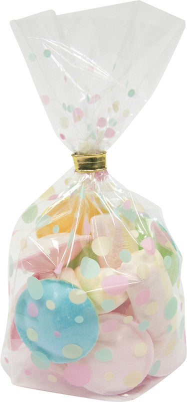 Folia Geschenktüten – Punkte – mit Kreuzboden, Kunststoff – 145 × 235 mm – 10 Stk.