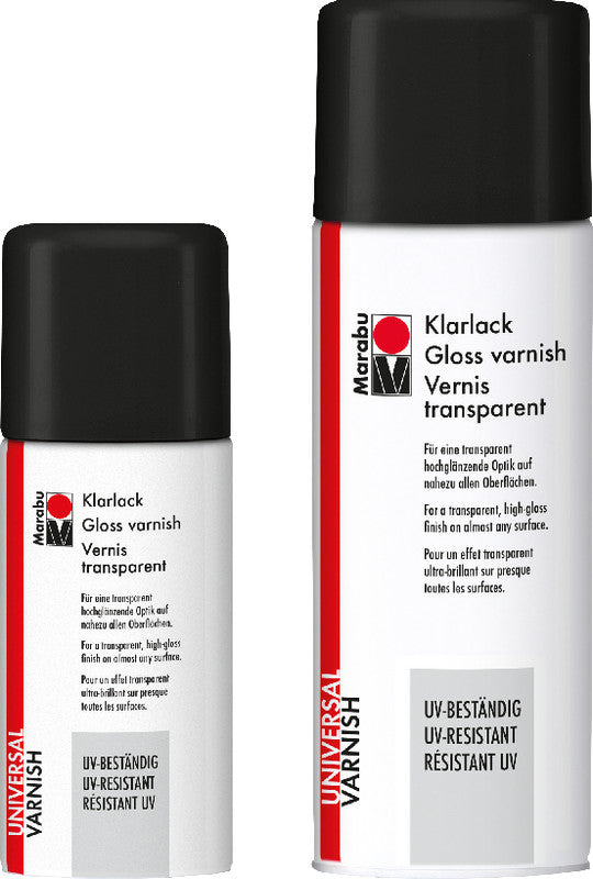 Marabu Klarlack Spray UV – Farbspray – Farblos, Hochglänzend, 150 ml, für Papier & Karton