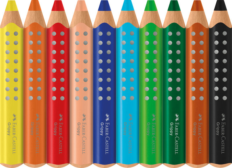 Faber-Castell 3-in-1 Farbstifte Grippy – 10 Farben, im Kartonetui, Ø 3 mm, dreikantig