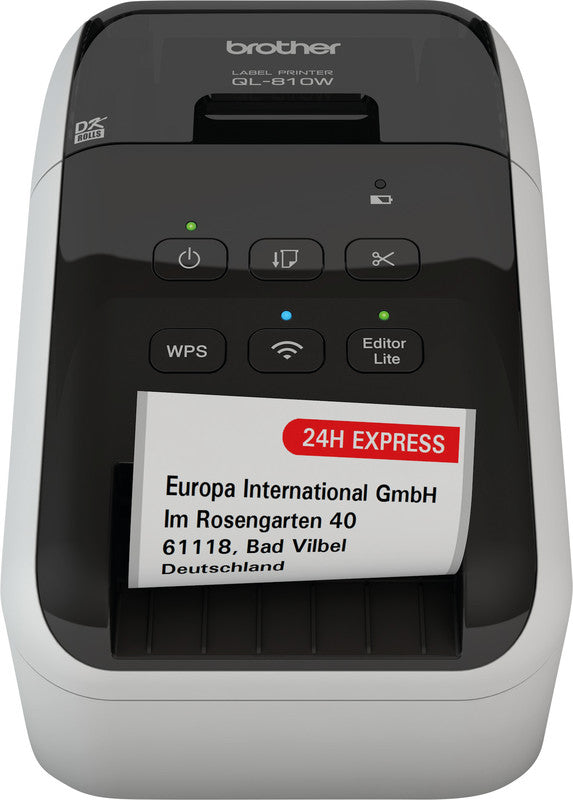Brother QL-810Wc – Etikettendrucker, Thermodirekt, bis 62 mm, 2-farbig (schwarz/rot), USB, WLAN