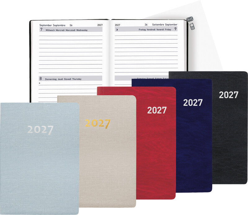 Biella Tell Agenda – 2 Tage pro Seite, gebunden, 8,5 × 12,5 cm, 2027