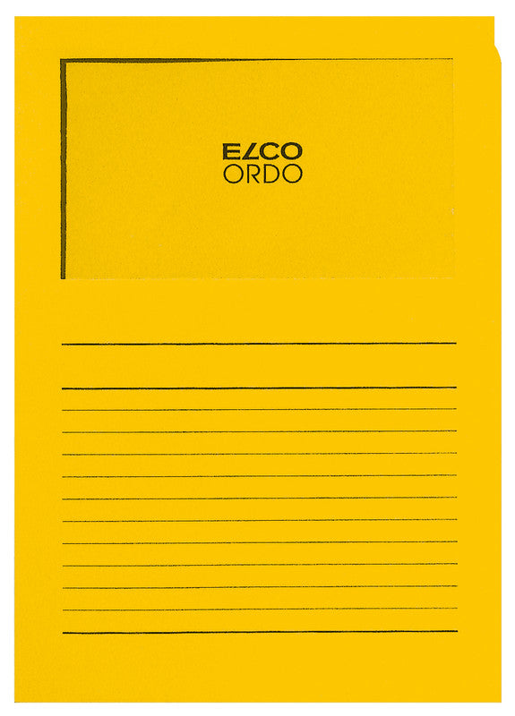 Elco Sichtmappe A4 – Goldgelb, Papier, Sichtfenster, Beschriftungsvordruck, 10er-Pack