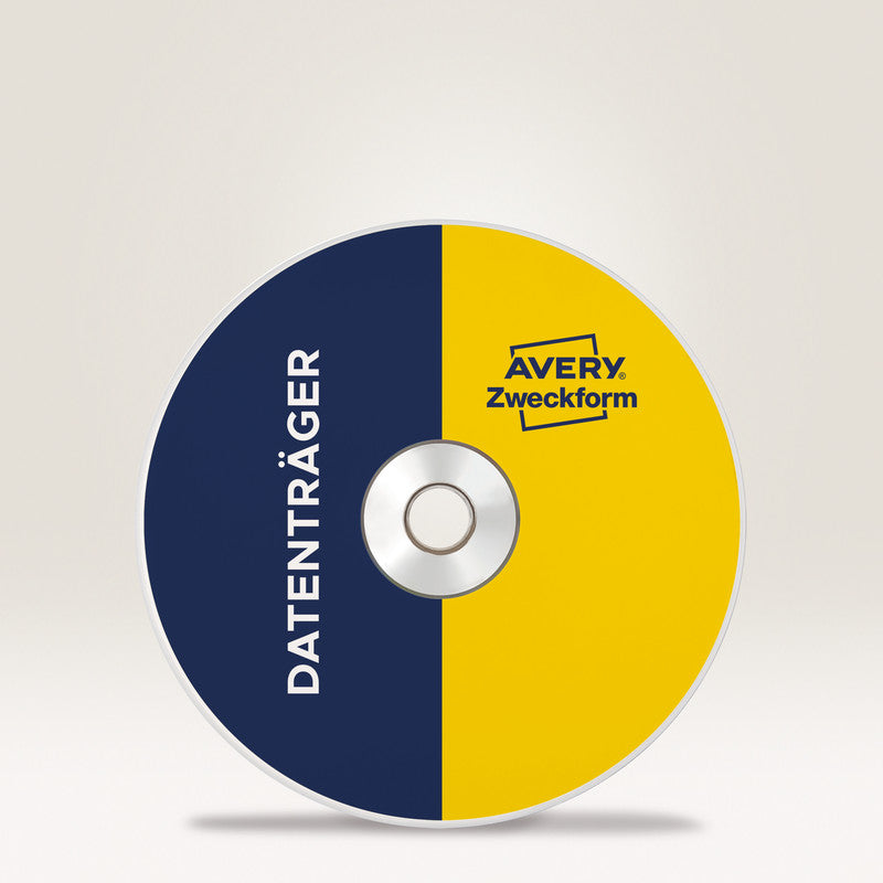 Avery CD-/DVD-Etiketten, Ø 117 mm, weiss, Papier, permanent, 200 Etiketten (100 Blatt)