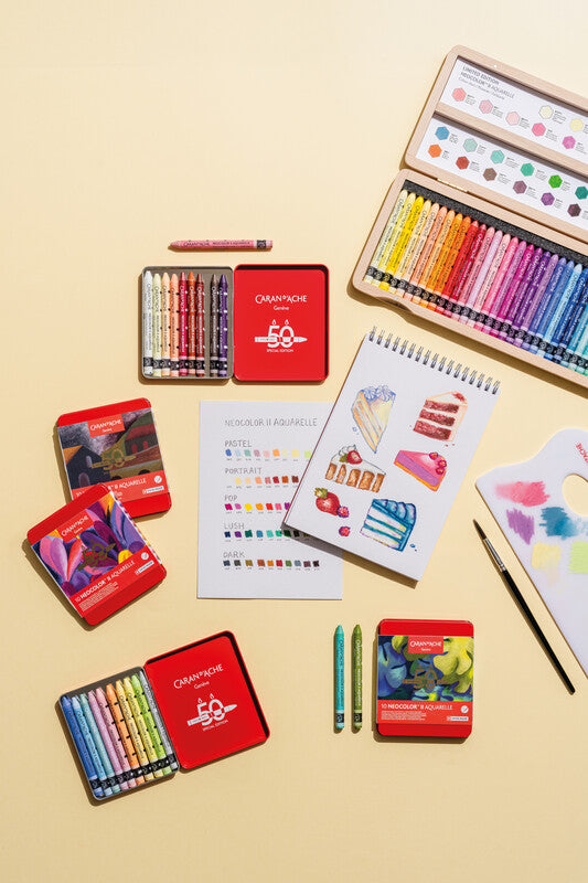 Caran d-Ache Caran d'Ache – Neocolor II – Wachsmalkreiden – Set – 10 Farben, Sonderedition in Metallschachtel