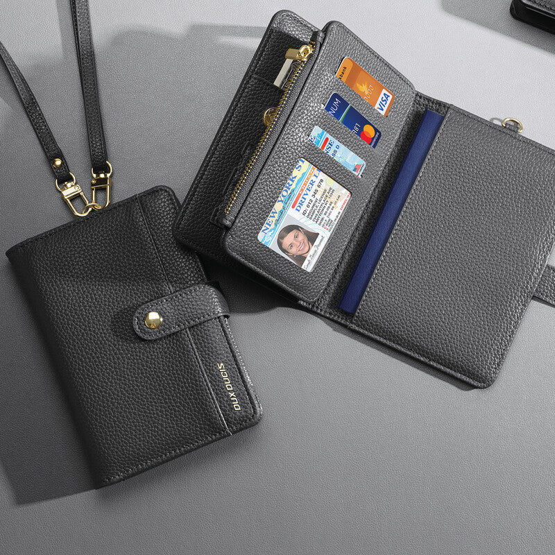 Dux Ducis Reissverschlusstasche – wasserabweisend, RFID, Leder, hellgrau