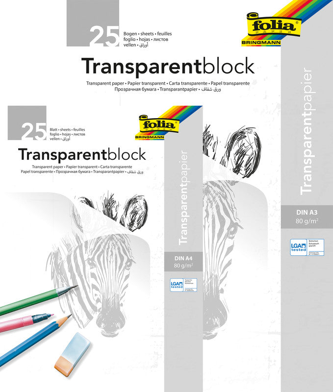 Folia Transparentpapier – A4, 80 g/m², weiss transparent, 25 Blätter, für universellen Gebrauch