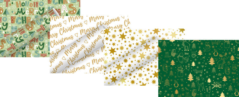 Braun + Company Geschenkpapier – Beautiful Stars – seidenmetallisiert, gold – 700 × 1500 mm