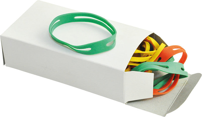 Q-Connect – Kreuzgummibänder – 10 × 15 mm, Ø 100 mm, farbig sortiert, Naturkautschuk, 100 g